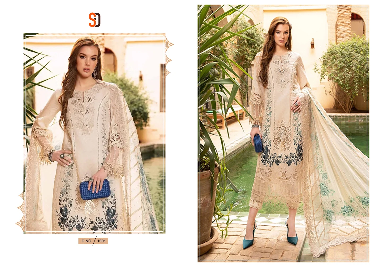 Shraddha Designer Maria.B Lawn Vol 1 Nx Pure Cotton Wholesale Pakistani Salwar Suit Catalog — Wholesale Salwar Suits, MPA wholesale from Surat - Gallery Image 2